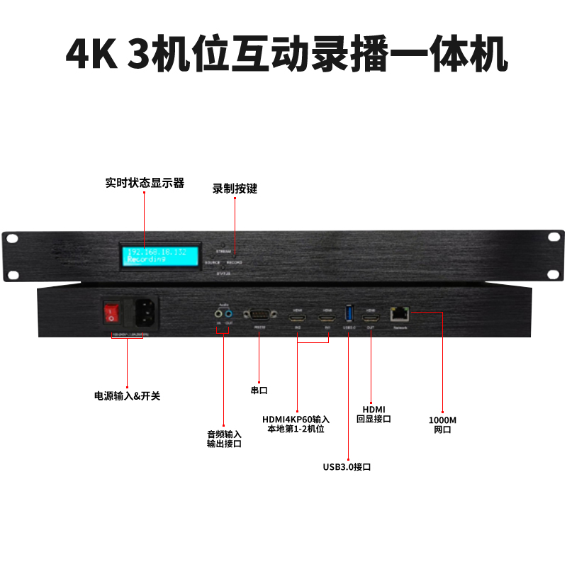 T982H 3机位4K/60帧互动录播机接口图